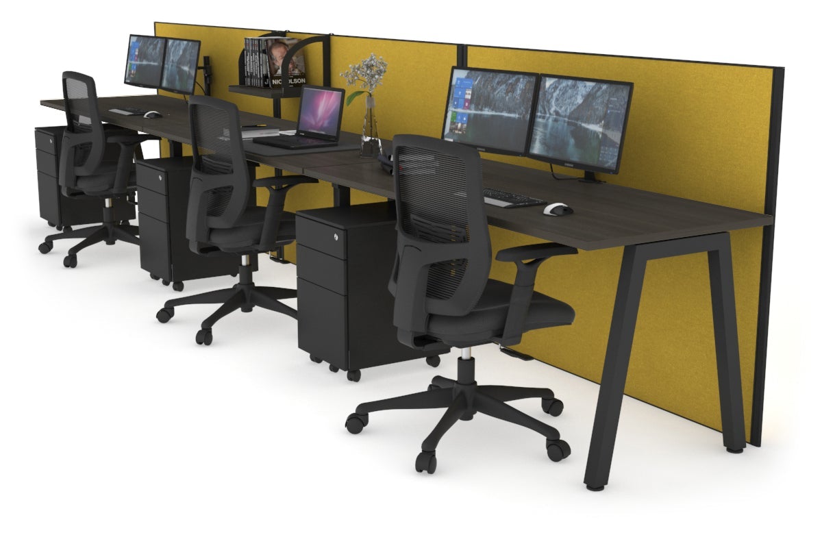 Horizon Quadro 3-Person Office Workstation - 1800L x 700W Large Desk for Collaborative Workspaces, Team Meetings & Office Productivity