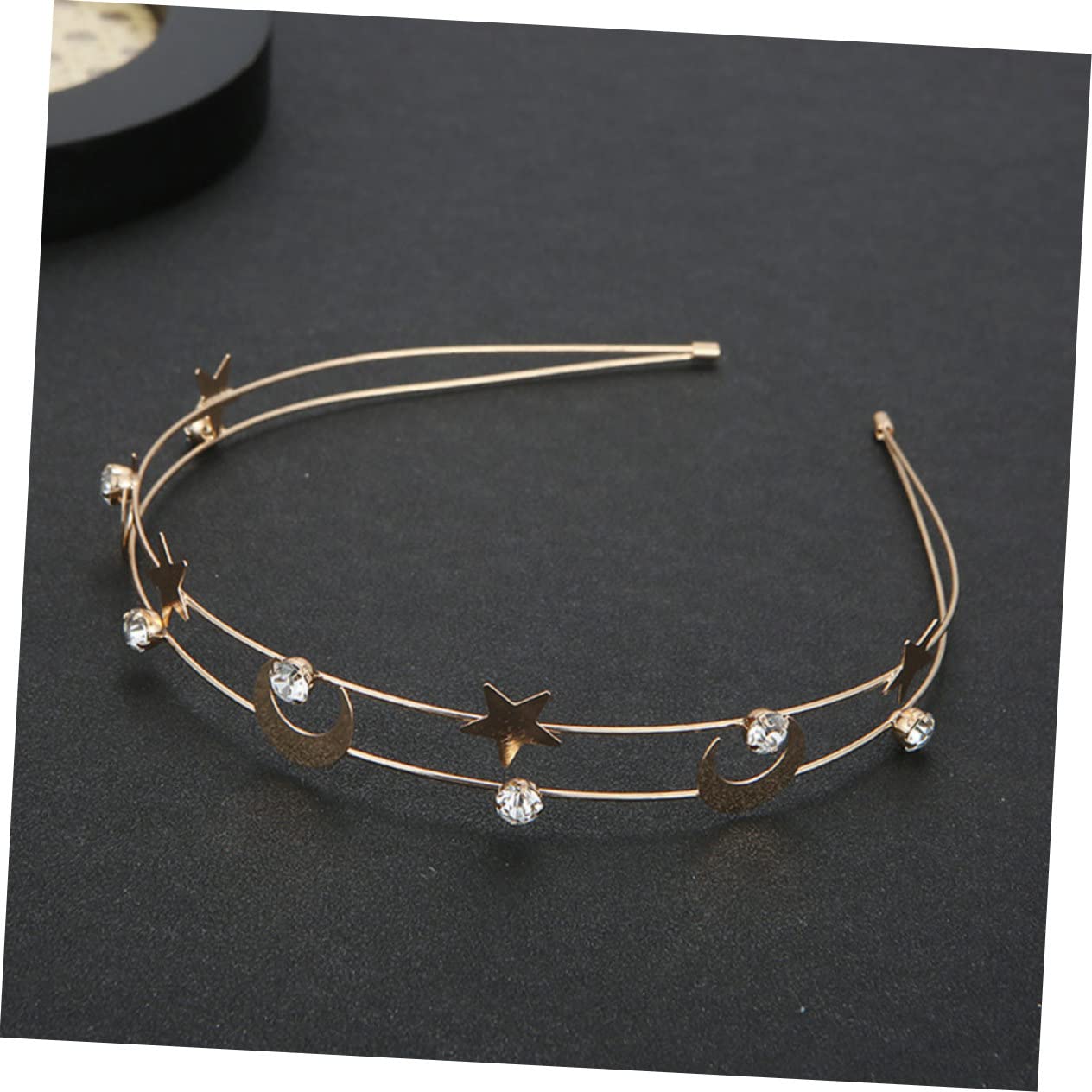 POPETPOP 15 Pcs Star Moon Headband - Rhinestone Bridal Hair Hoops, Double Row Metal Headbands for Women & Girls - Perfect for Weddings, Prom, Cosplay & Special Occasions