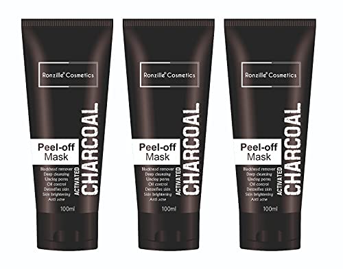 RONZILLE Charcoal Peel Off Mask for Blackheads & Whiteheads Removal - Deep Cleansing Pore Treatment (300g x 3 Pack) | Perfect for Acne-Prone Skin & Weekly Facial Care Routine
