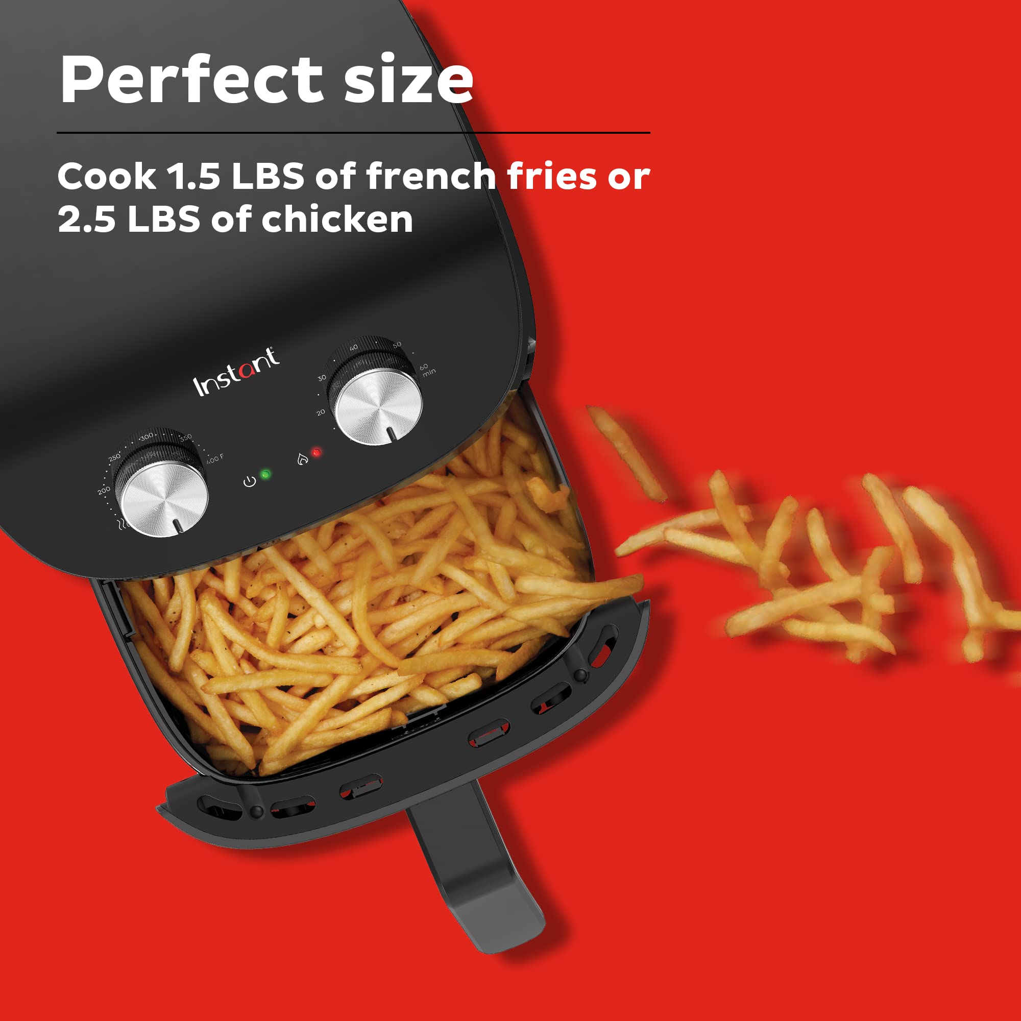 Instant Pot Essentials 4QT Air Fryer with EvenCrisp Technology - Fast & Even Cooking, Digital Controls for Time/Temperature, 100+ App Recipes - Perfect for Quick Meals, Healthy Snacks & Family Dinners (Black)