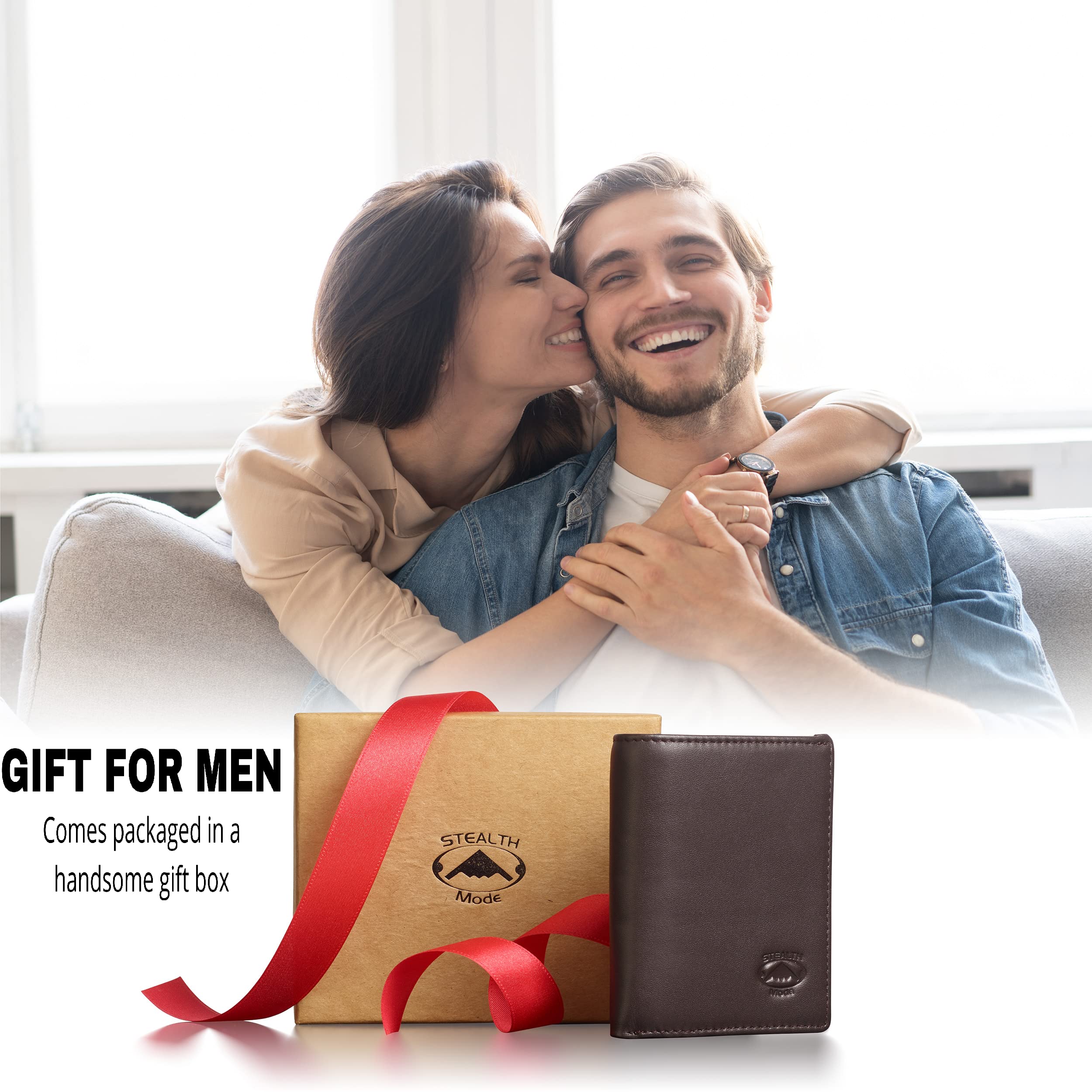 Stealth Mode Leather RFID Blocking Trifold Wallet for Men - Flip Out ID Holder & Card Slots - Premium Coffee Brown - Perfect for Travel, Business & Everyday Use