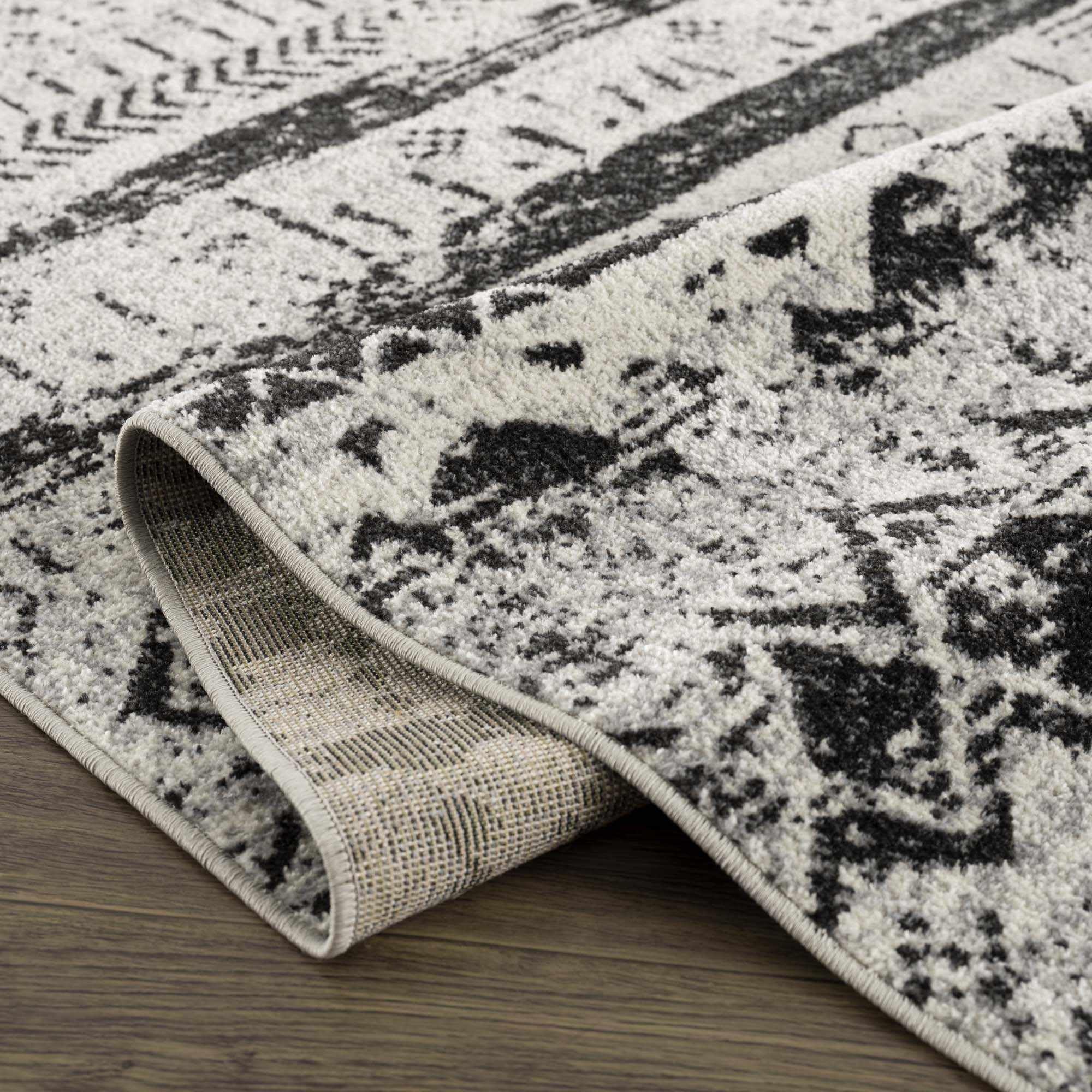 Hauteloom Lyssons Machine Washable Area Rug - Black & Gray - 6'7