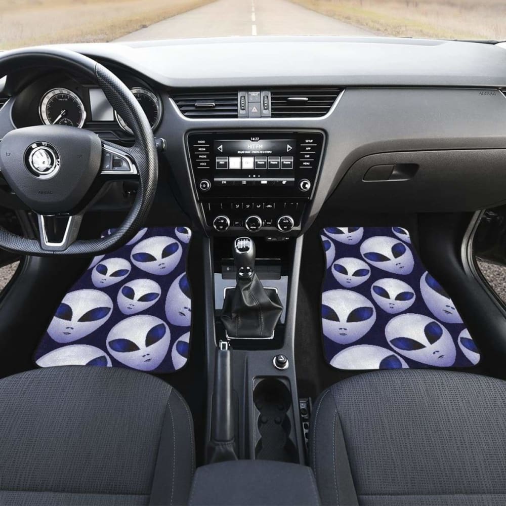Alien Pattern Print Car Mats - Non-Slip Front & Back Floor Mats for Cars, SUVs, Trucks - Durable & Easy to Clean - Perfect for Sci-Fi Fans & Unique Car Interior Styling