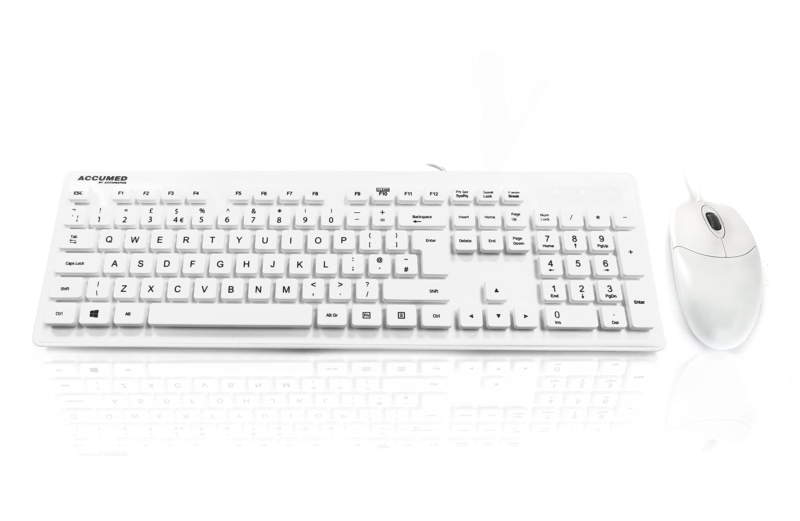 AccuMed Aqua Medical Keyboard & Mouse Set - IP68 Waterproof, Antibacterial, Fully Washable for Hospitals, Clinics & Sterile Environments