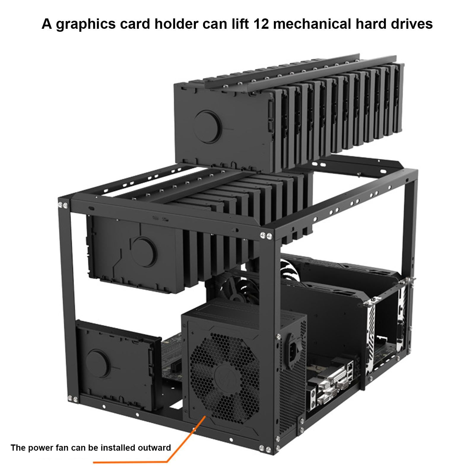 Open Frame Computer Case - Stackable ATX PC Chassis for Gaming & Mining Rigs, Rack Mount Stand for Cryptocurrency Mining, Home Office & Workstation Setup