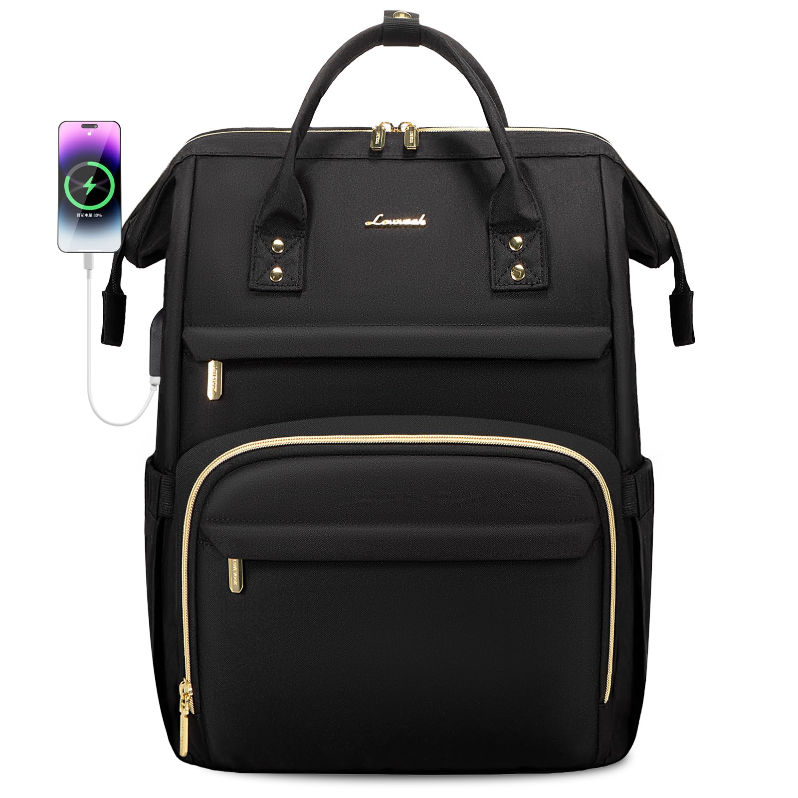 LOVEVOOK Women's 15.6 Inch Waterproof Laptop Backpack with USB Port - Professional Travel, Work, College, Nurse & Teacher Bag - Stylish Carry-On Backpack for Daily Commute, Business Trips & School