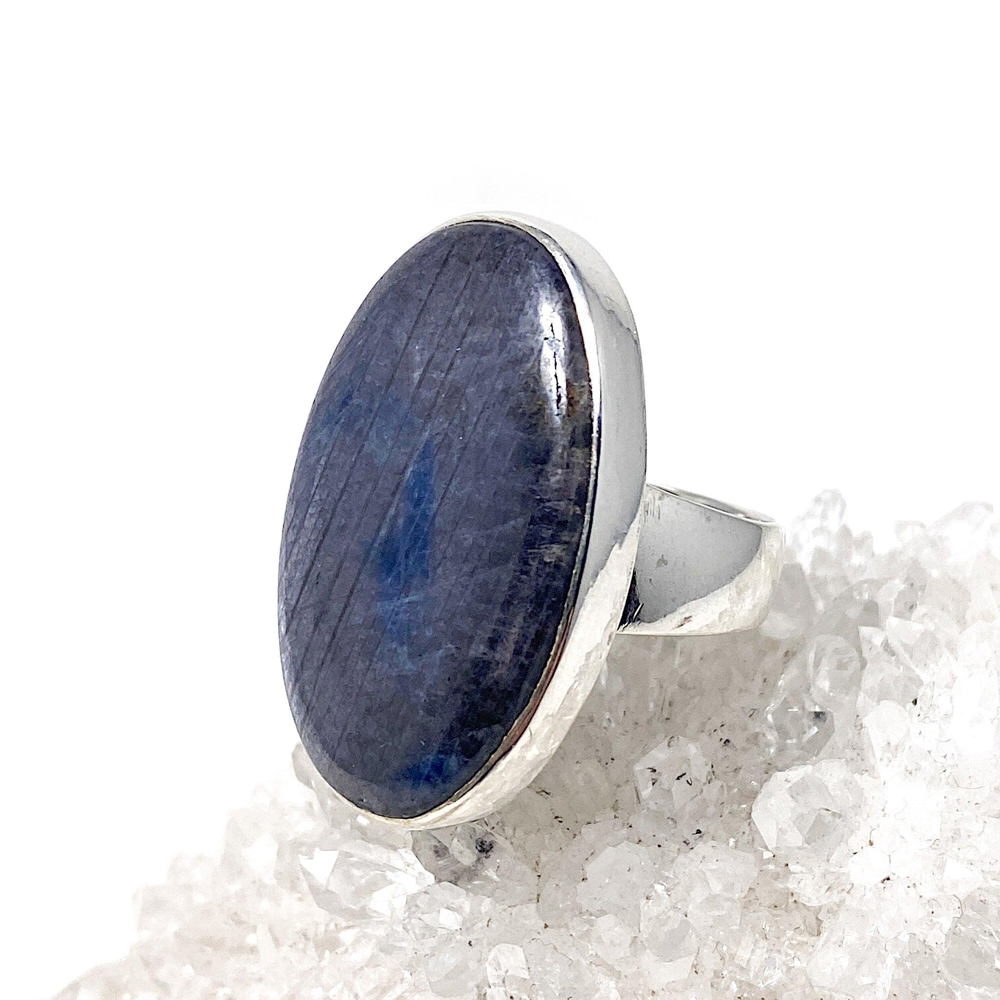 Natural Blue Sapphire Cabochon Oval Ring - Size 10 - KRGJ1615 - Elegant Jewelry for Weddings, Anniversaries & Special Occasions