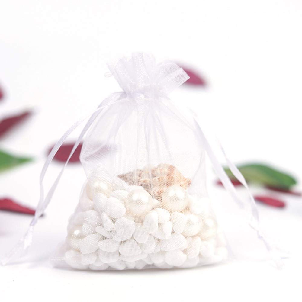 100-Piece White Organza Drawstring Gift Bags 6.7x9 Inches - Wedding Favors, Party Supplies, Jewelry Pouches & Candy Bags for Bridal Showers, Baby Showers & Travel Essentials | Bulk Pack of Elegant Favor Bags