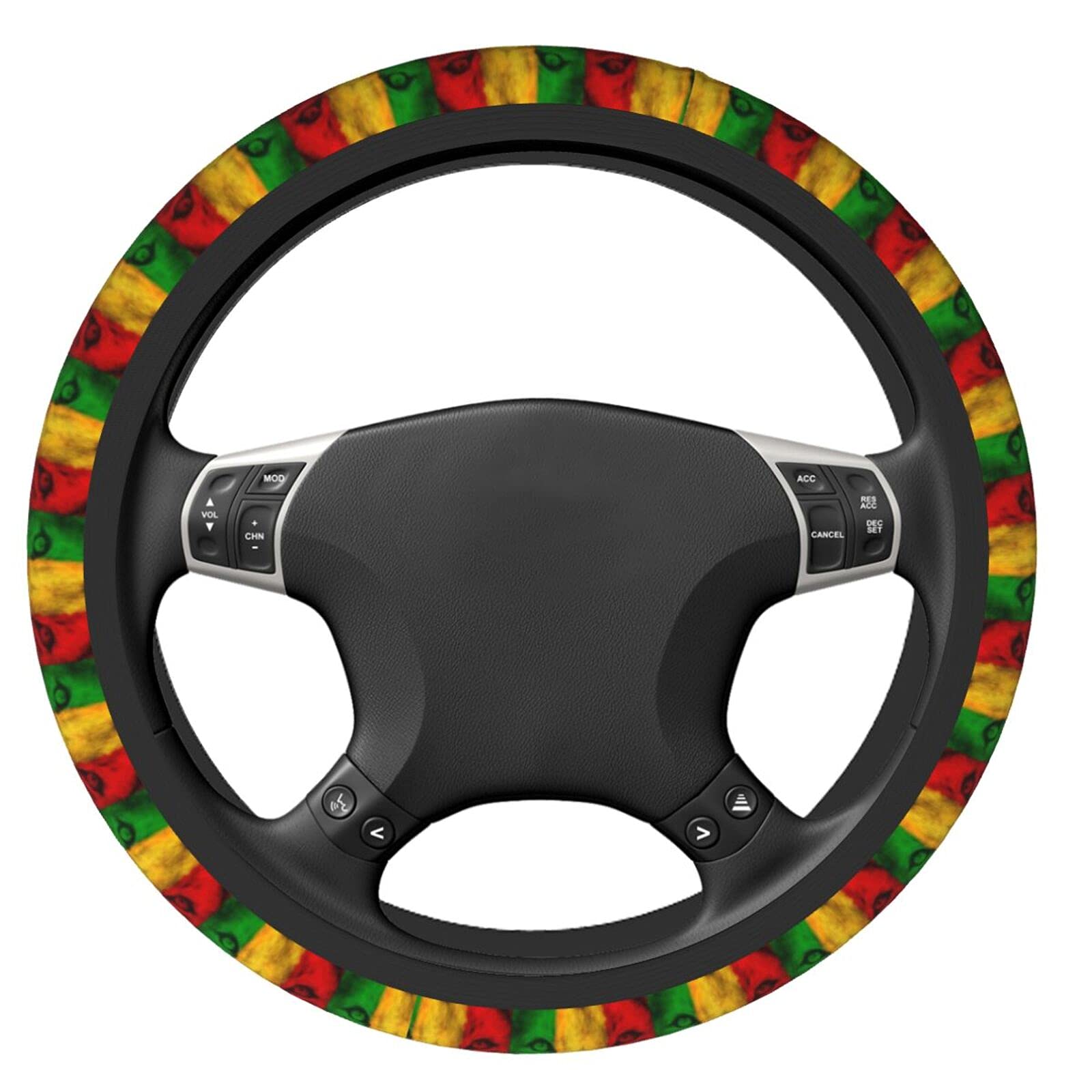 Jamaican Rasta Reggae Judah Lion Steering Wheel Cover - Anti-Slip Breathable Universal Fit (15 Inch) for Pickup Trucks, SUVs & Cars | Perfect for Road Trips & Daily Commutes