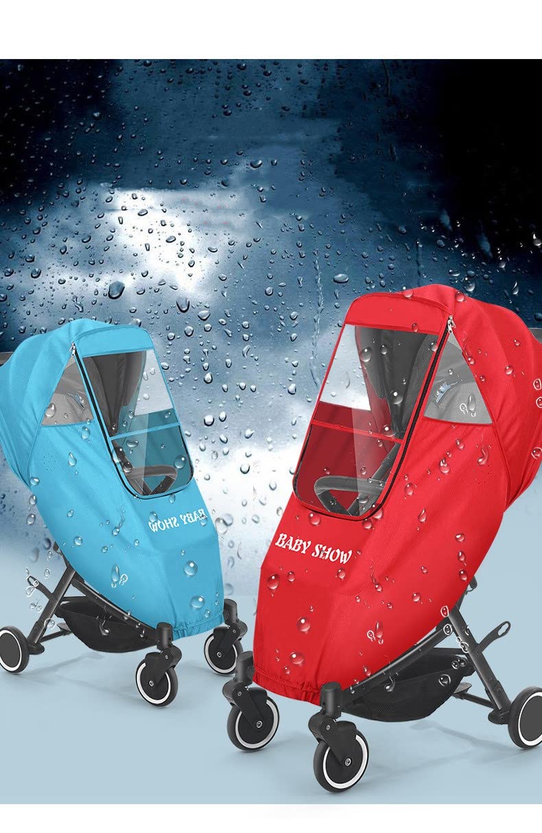 Waterproof Baby Stroller Rain Cover - Transparent Windproof & Dust Shield for Universal Prams & Carriages (Blue) | Perfect for Outdoor Walks, Travel & Inclement Weather Protection