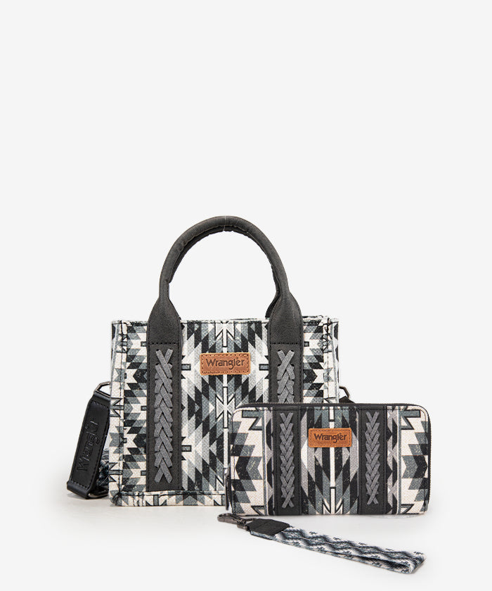 Wrangler Aztec Print Whipstitch Canvas Tote Bag Set - Stylish & Durable Handbag for Women, Perfect for Shopping, Beach & Everyday Use