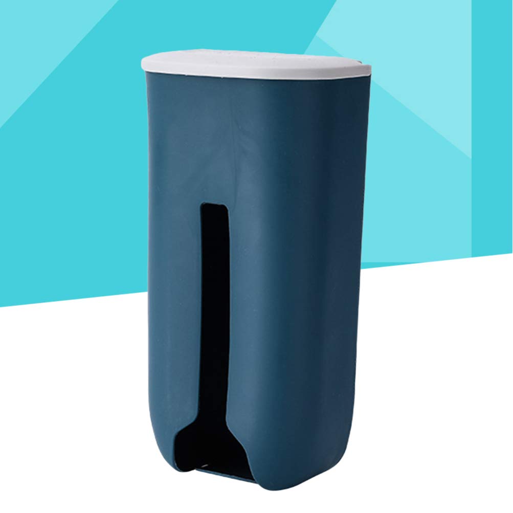 Housoutil Wall-Mounted Plastic Bag Holder & Dispenser - Dark Blue Grocery Bag Organizer for Kitchen, Pantry, and Laundry Room - Space-Saving Storage Solution for Plastic Bags