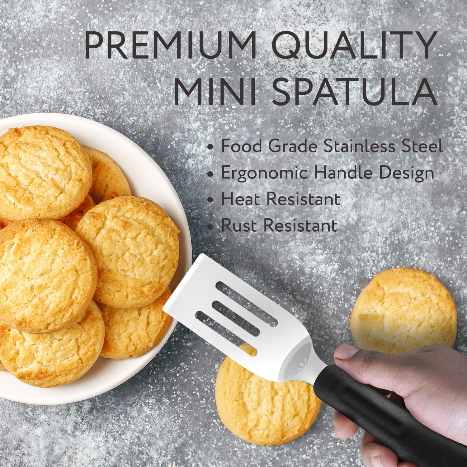 Premium Stainless Steel Mini Spatula Set - 3-Piece Small Kitchen Spatulas for Baking, Cooking & Serving Brownies, Cookies, Pancakes, Lasagna & Pies | Durable Metal Cake Server & Pie Spatula for Home Bakers & Professional Chefs | Perfect for Holiday Baking, Party Desserts & Everyday Kitchen Use