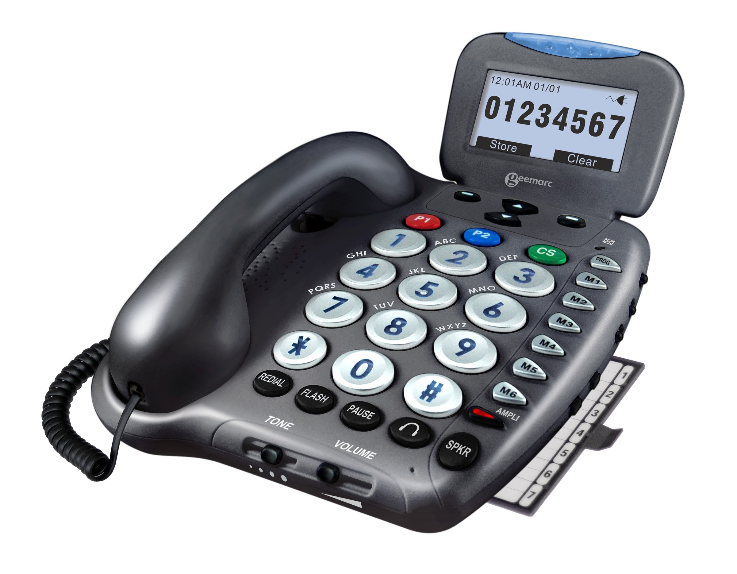 Ampli550 Big Button Corded Landline Telephone with Talking Caller ID & Keys - Ultra Loud Volume, Backlit LCD Display - Hearing Aid Compatible - Perfect for Seniors & Visually Impaired at Home or Office