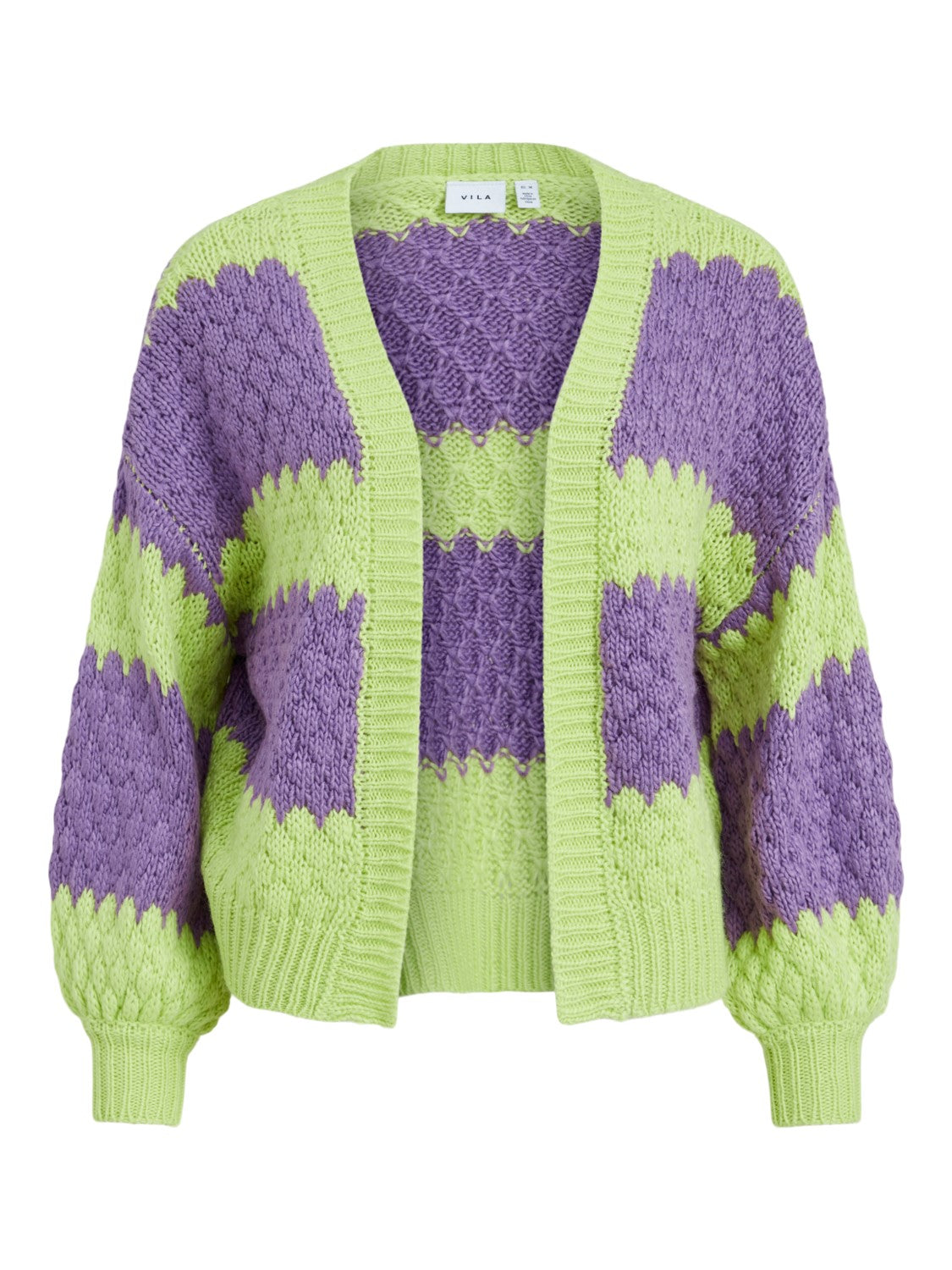 Axia Cardigan for Women - Soft Knit Sweater in Amethyst & Lime Colors - Perfect for Casual Outfits, Office Wear, and Cozy Evenings at Home