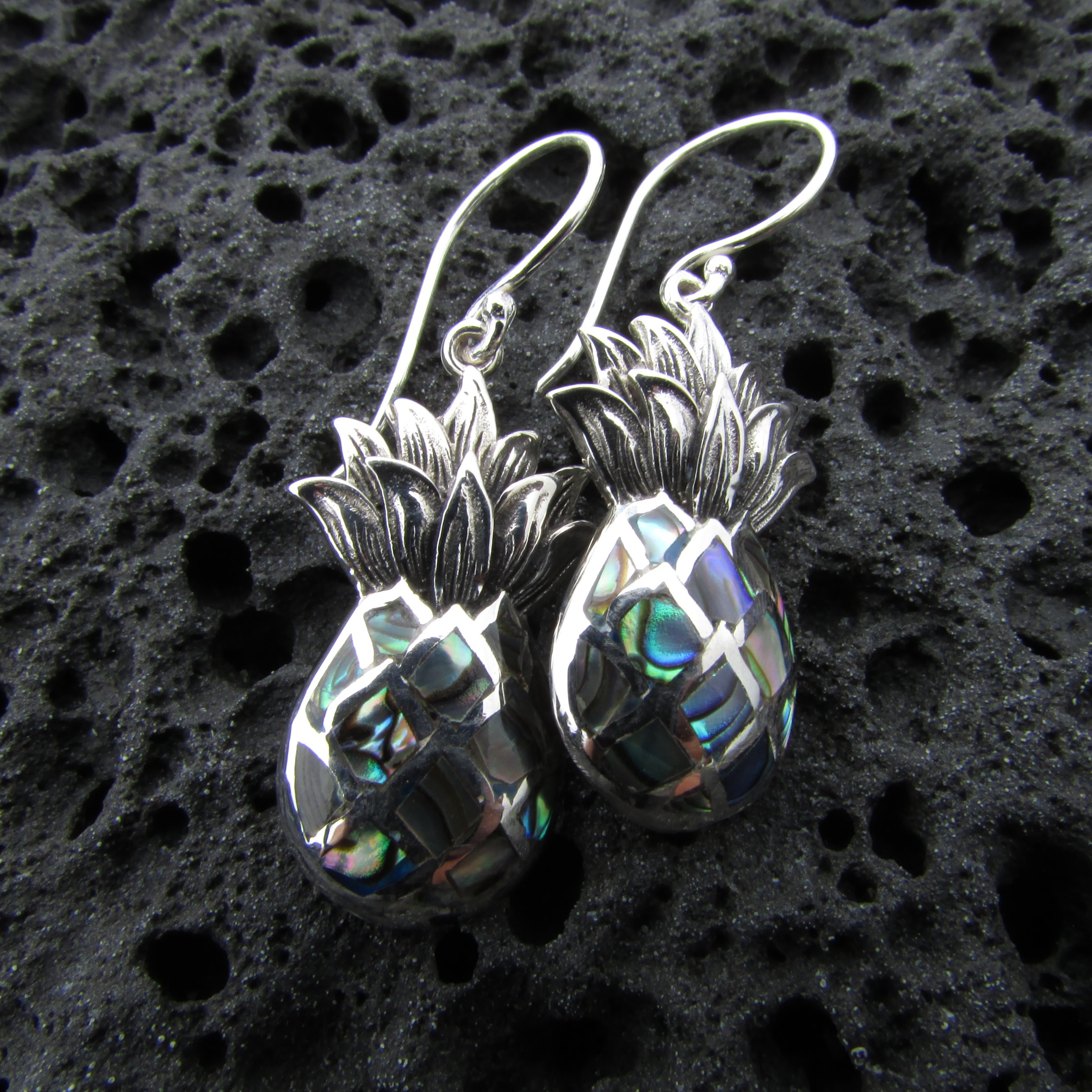 Stylish Pineapple Earrings - Sterling Silver with Abalone Shell Inlay | Perfect for Summer, Beach Vacations & Tropical-Themed Parties