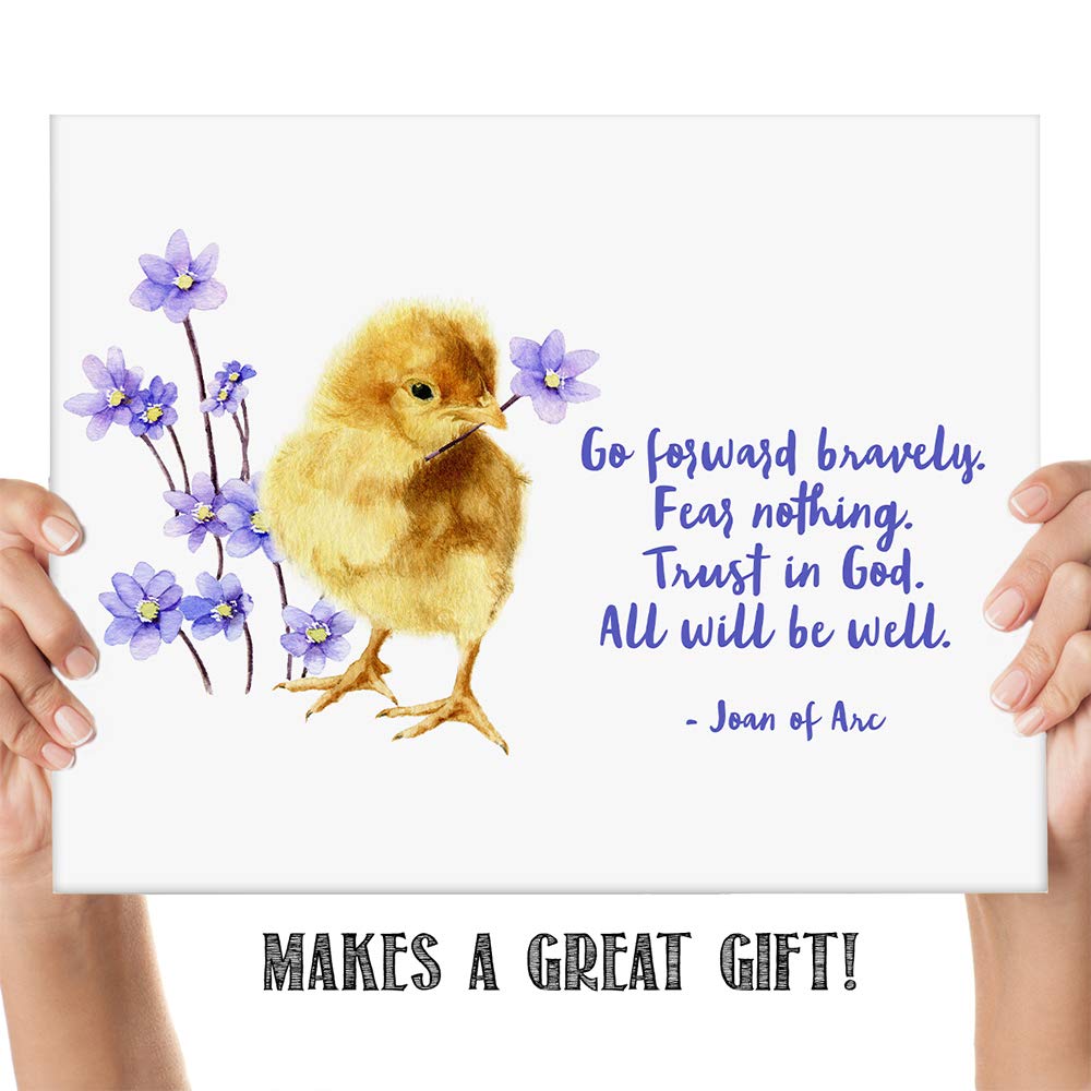 TJ Originals - Joan of Arc Quotes Wall Art, Christian Bible Verse Print, 11x14 Inspirational Poster - Perfect for Home Decor, Office Motivation & Religious Gifts for Women, Friends & Family (Chick Design)