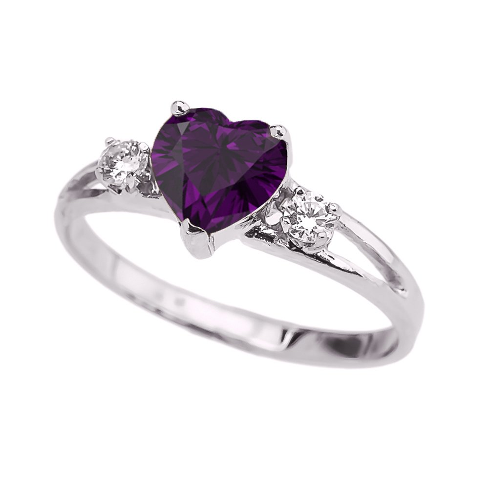14K White Gold February Birthstone Heart Ring with White Topaz - Promise & Proposal Ring for Valentine's Day, Anniversary & Special Occasions