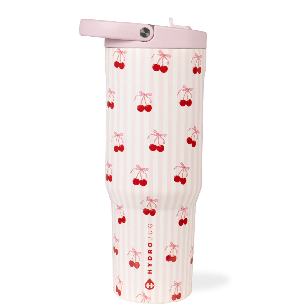 Sweet Cherry 32Oz Sports Water Bottle with Straw - BPA Free Leak Proof Gym & Outdoor Hydration Bottle for Running, Hiking, Workout & Travel