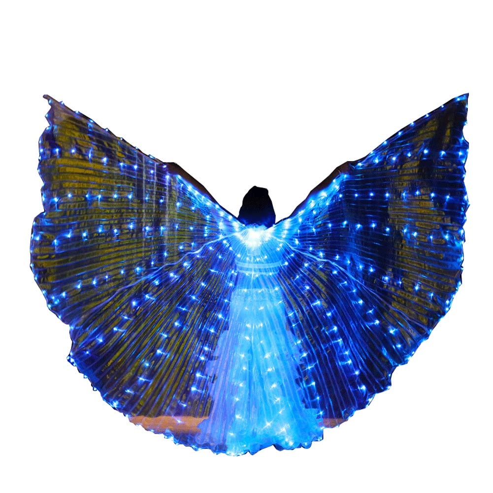 FHxr LED Belly Dance Isis Wings - Glow Angel Dance Wings with Telescopic Sticks & Flexible Rods for Adults & Kids | Perfect for Stage Performances, Halloween Costumes & Dance Practice