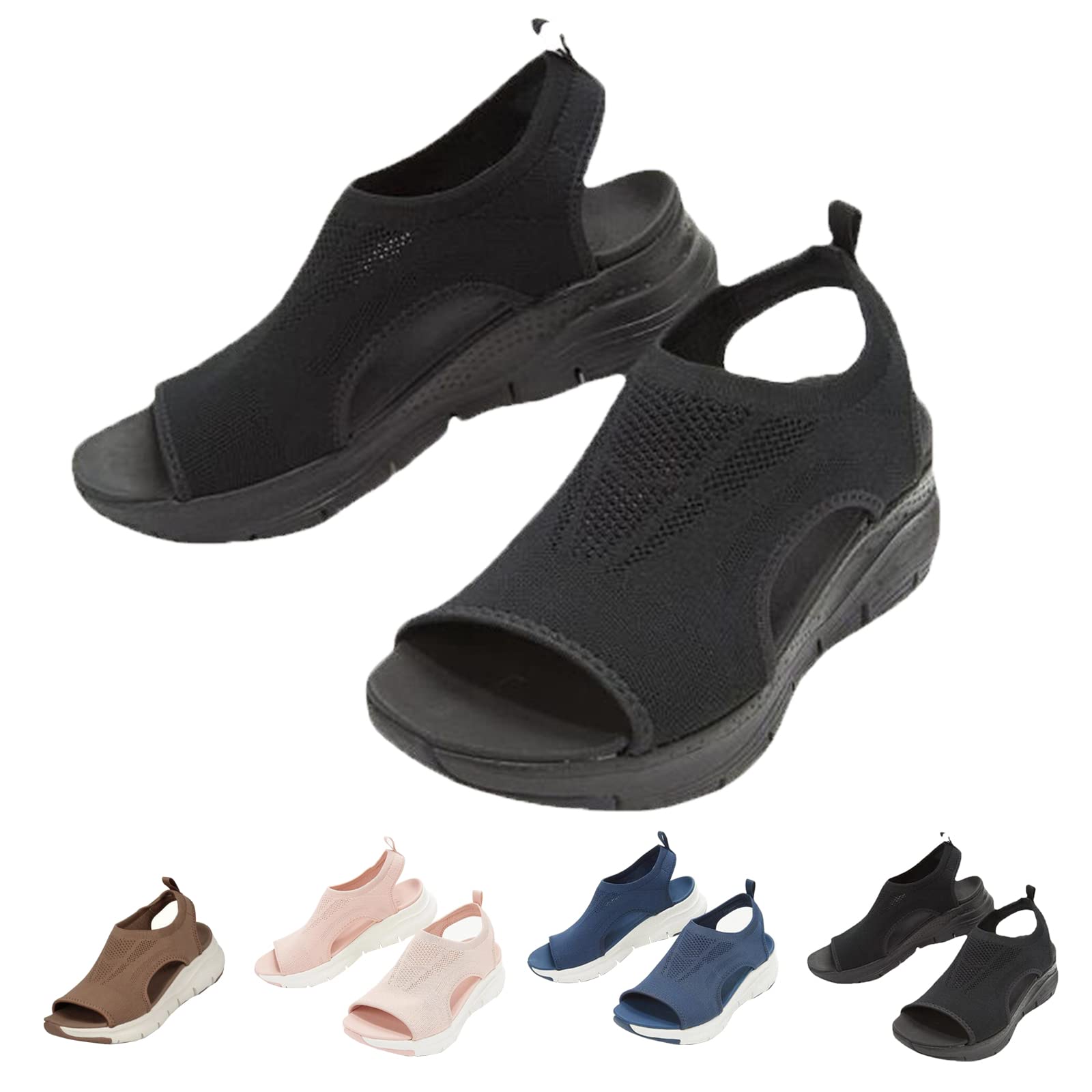 Libiyi Women's Orthotic Sandals - Comfortable Peep Toe Cutout Chunky Heel Sandals with Zipper Detail | Perfect for Summer Outfits, Beach Vacations & Casual Wear