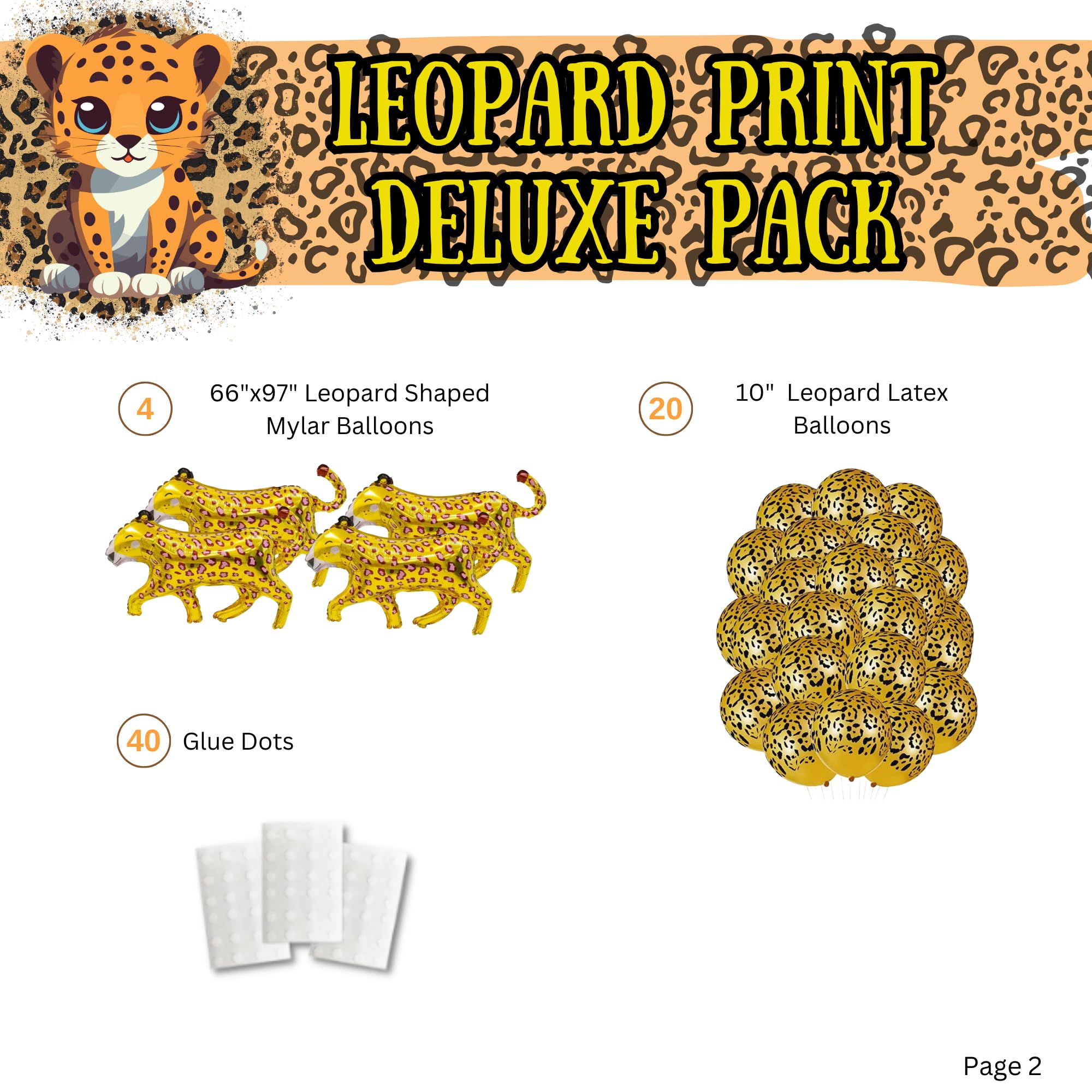 Leopard Print Party Supplies Pack (127 Pieces for 16 Guests) - Cheetah Themed Party Decorations, Animal Print Plates & Napkins | Perfect for Birthday Celebrations, Baby Showers & Jungle Theme Parties