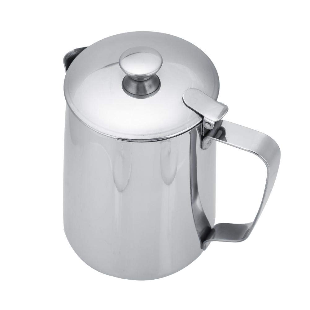 Stainless Steel Coffee Milk Frothing Pitcher with Lid - 1000mL Latte Art Jug for Barista, Home & Office Use - Perfect for Espresso, Cappuccino & Hot Chocolate Making