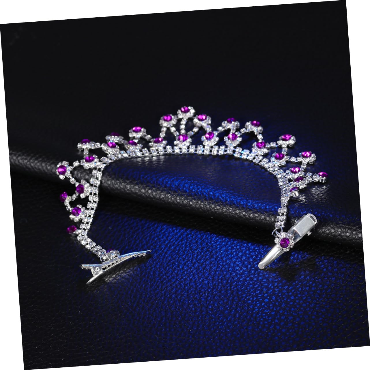 FRCOLOR 2-Piece Purple Wedding Tiara Forehead Chain Bridal Headpiece - Elegant Bride Forehead Jewelry for Wedding, Prom, Party & Special Occasions