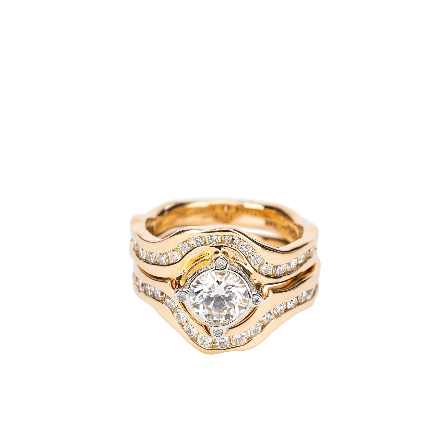 14K Yellow & White Gold Lab Grown Diamond Ring Set (0.93ct, 2-Piece) - Certified Conflict-Free for Engagement, Wedding & Anniversary Gifts