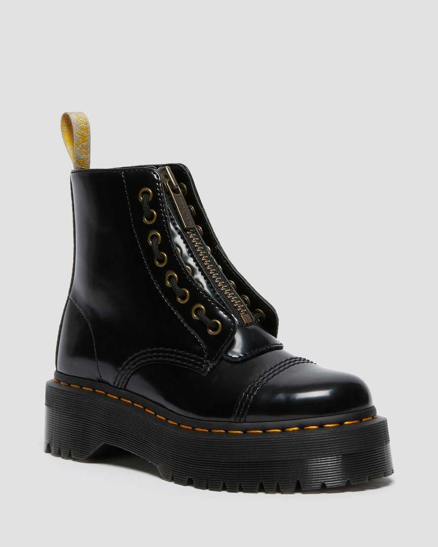Dr. Martens Vegan Sinclair Platform Boots for Women - Black Chunky Combat Boots for Punk, Gothic & Streetwear Fashion