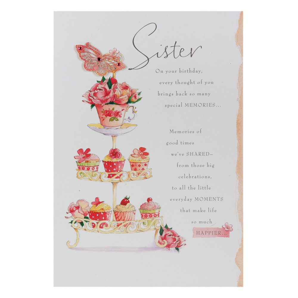 Hallmark 'Special Memories' Birthday Card for Sister - Large Greeting Card with Heartfelt Message, Perfect for Sisters Birthday, Anniversary or Special Occasions