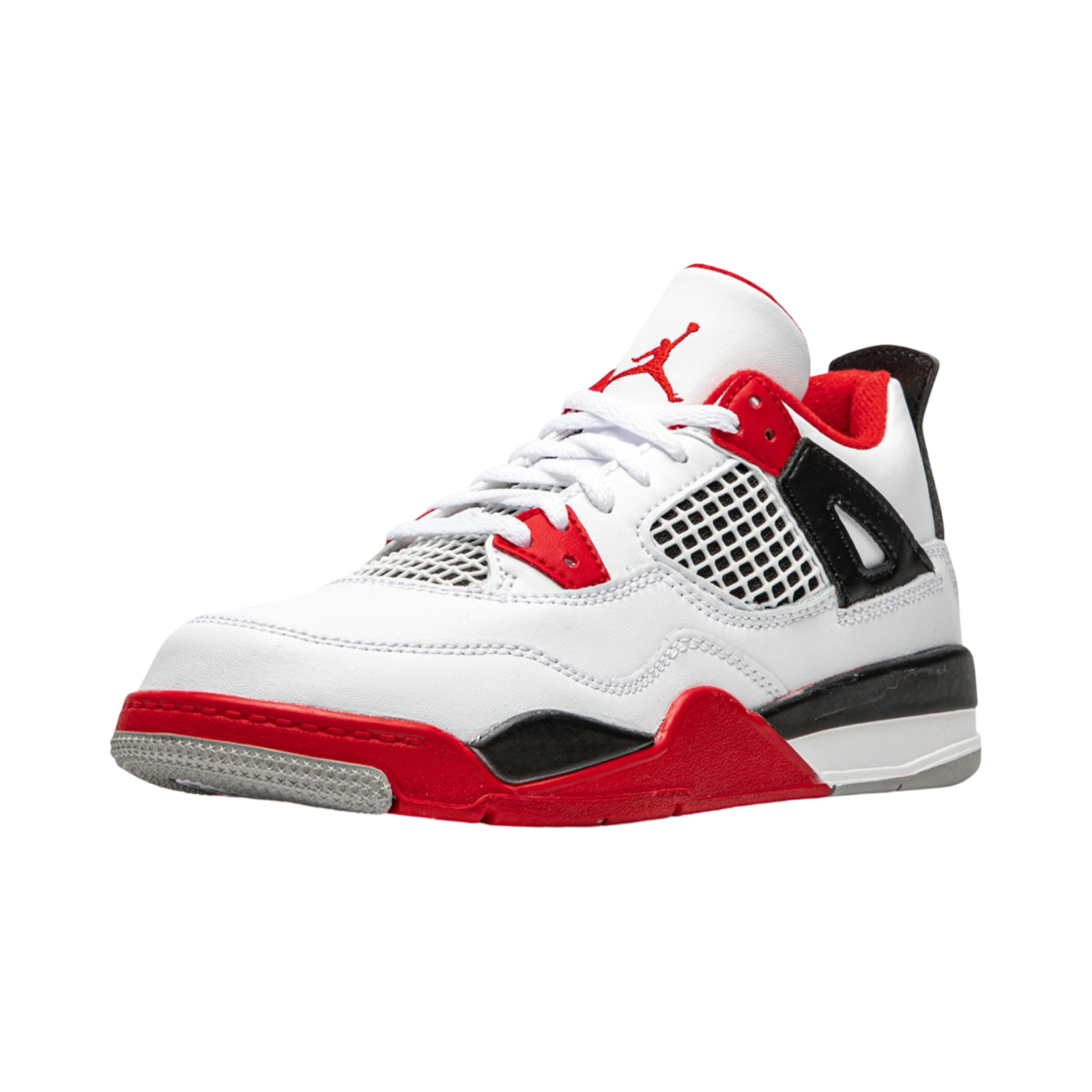 Air Jordan 4 Retro Fire Red (2020) PS Kids' Basketball Shoes - White/Black/Tech Grey/Fire Red Size 11C - Perfect for School, Sports & Casual Wear