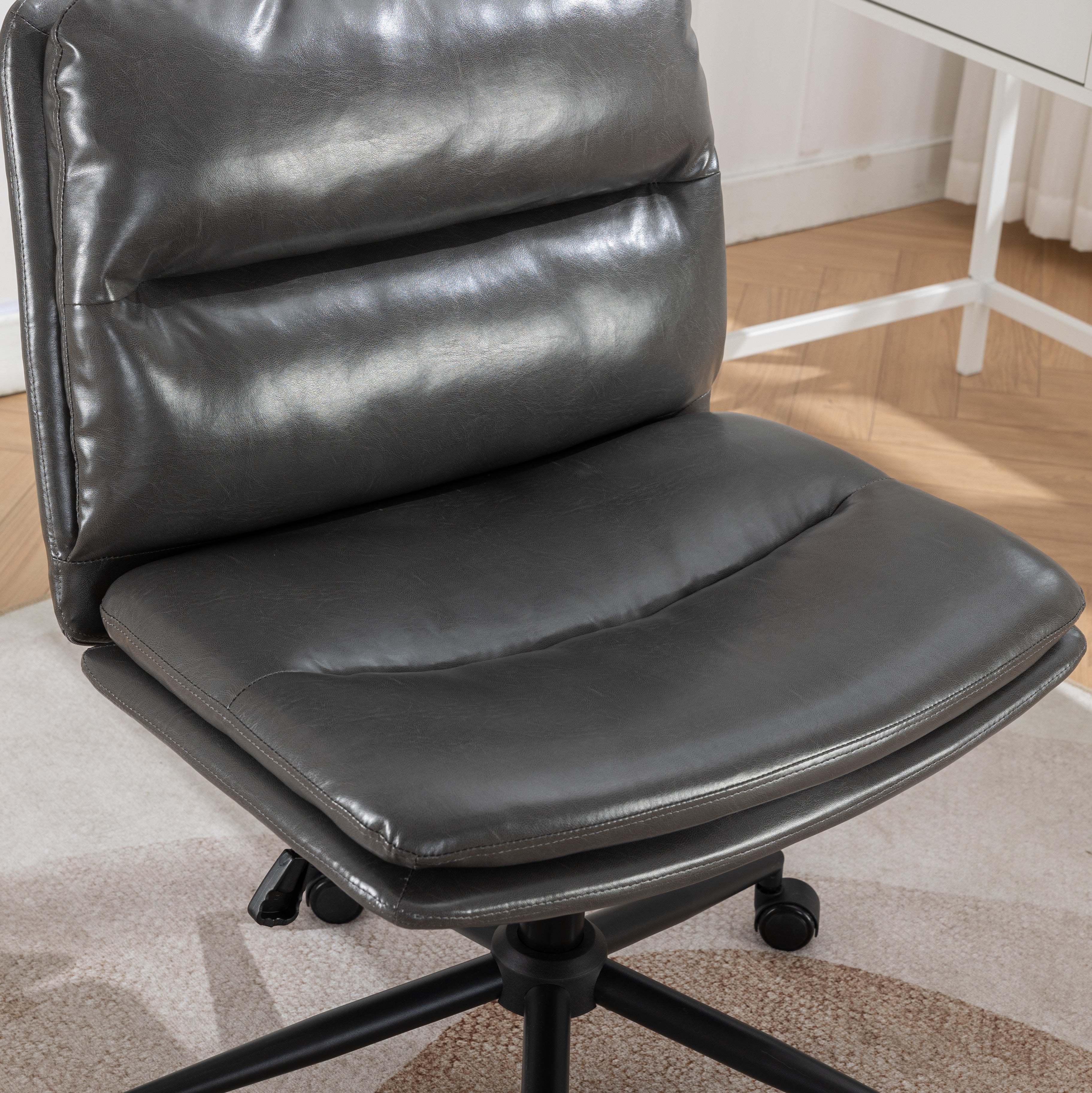 Roundhill Furniture Bizerte Adjustable Swivel Criss Cross Chair - Wide Seat Ergonomic Office Chair for Home & Workspace - Perfect for Desk Work, Gaming & Study Sessions