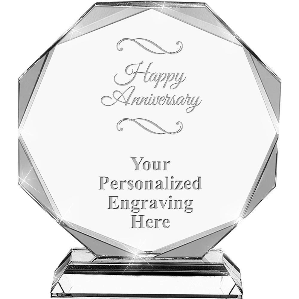 Custom Happy Anniversary Crystal Awards - 6.75