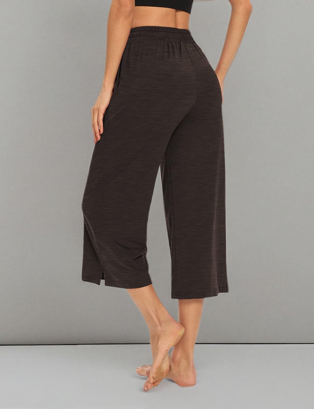 DIBAOLONG Women's Capri Yoga Pants - Loose Wide Leg Lounge Sweatpants with Drawstring & Pockets - Comfy Pajama Pants for Yoga, Workout, Home & Travel