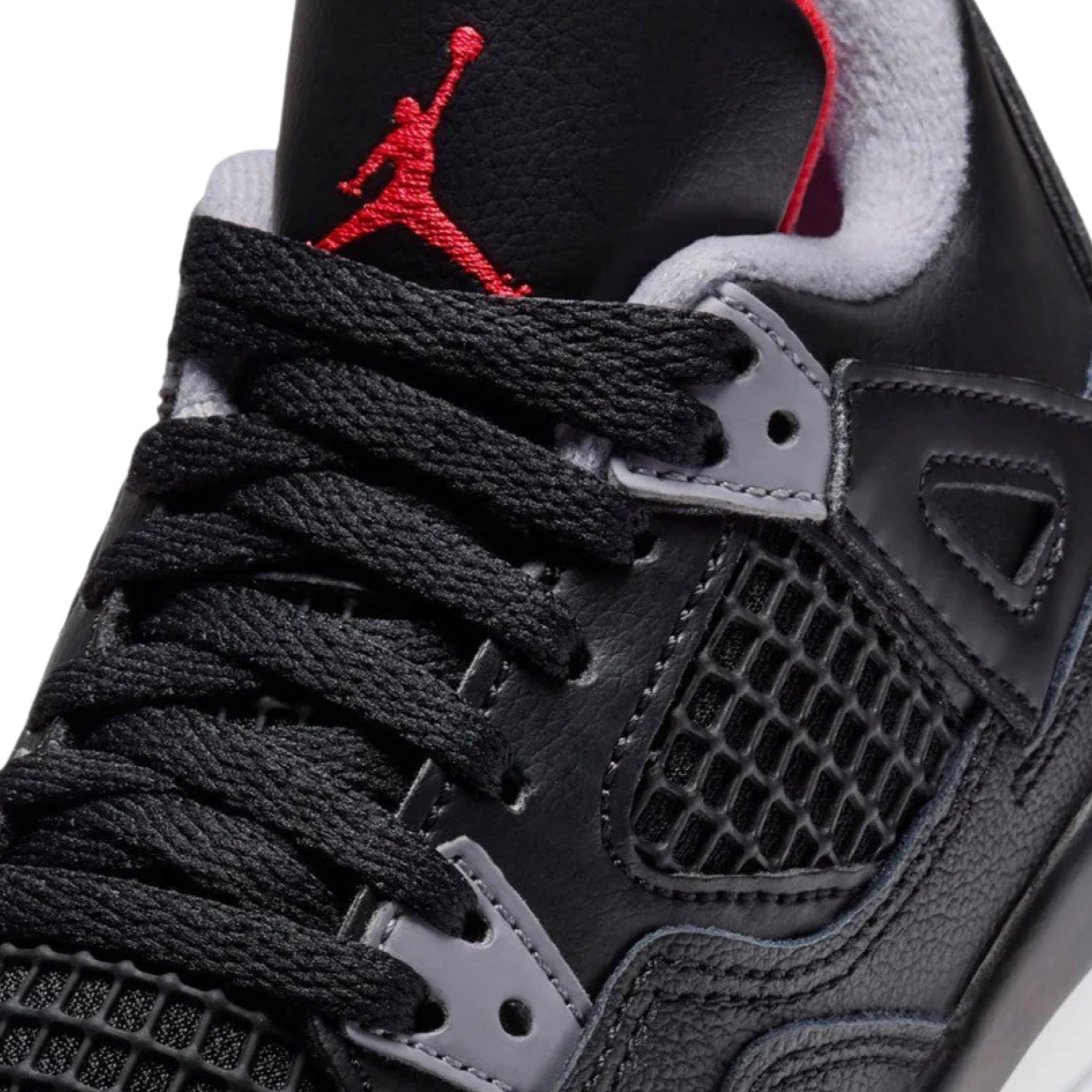 Air Jordan 4 Retro Reimagined BRED 2024 - Black Fire Red Cement Grey Sneakers for Boys & Girls | Pre-School Kids Basketball Shoes for Sports & Casual Wear
