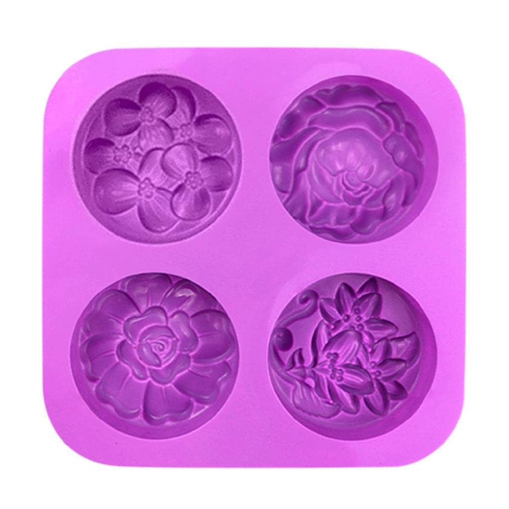 4-Hole Silicone Soap Mold for DIY Homemade Soaps - Flower Shaped Soap Maker for Muffin, Pudding & Jelly - Perfect for Handmade Gifts, Bath Decor & Craft Projects