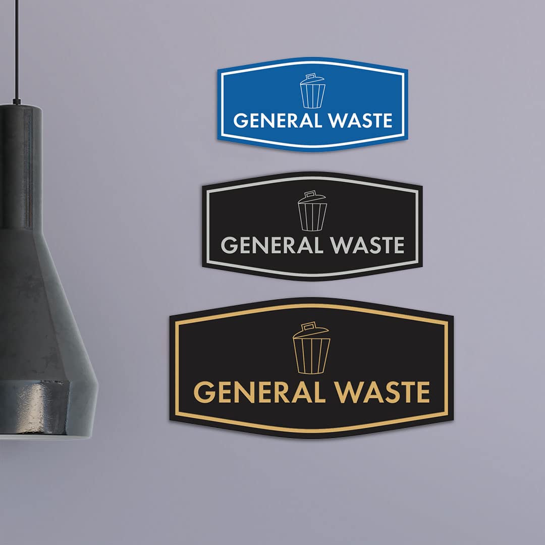Small General Waste Sign (White/Red) - Durable Trash Bin Label for Office, Warehouse & Public Spaces