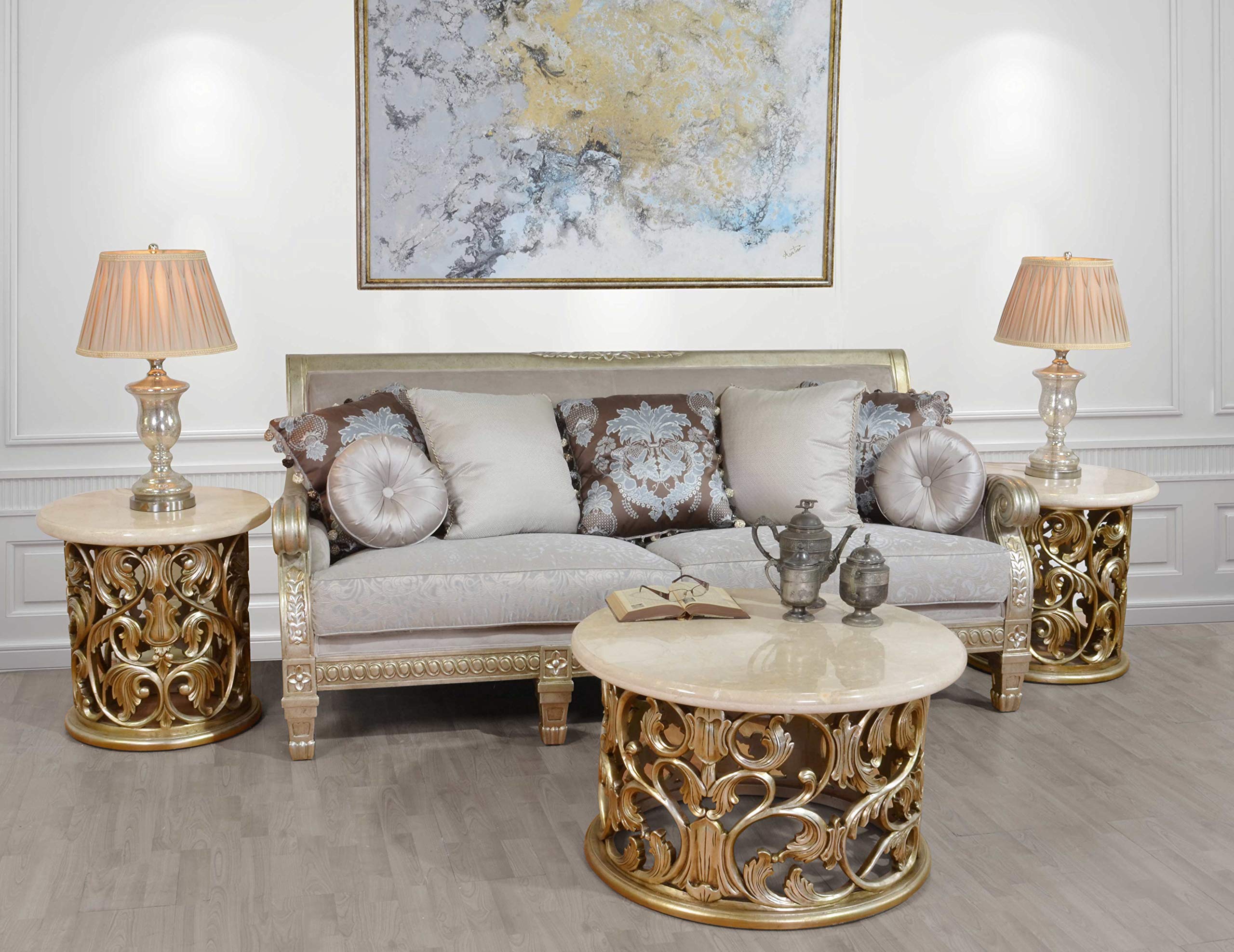 AFD Home Platinum Round Coffee Table Set of 3 - Modern Nesting Tables for Living Room, Office & Small Spaces - Perfect for Coffee, Books & Decor