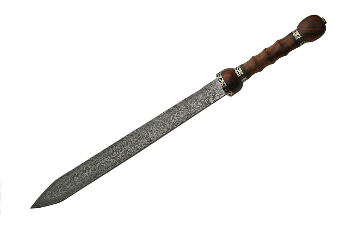 SZCO Supplies Damascus Steel Gladius Sword - Roman Style Battle Ready Blade for Collectors, Reenactment & Home Decor