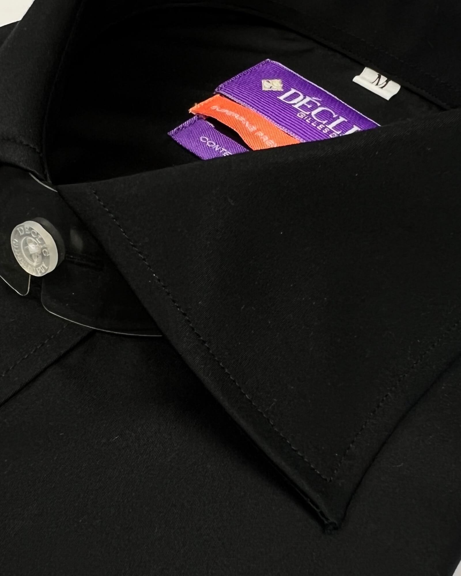 DÉCLIC Rainier Plain Shirt for Men - Classic Black Casual Button Down Shirt | Perfect for Office, Business, and Everyday Wear