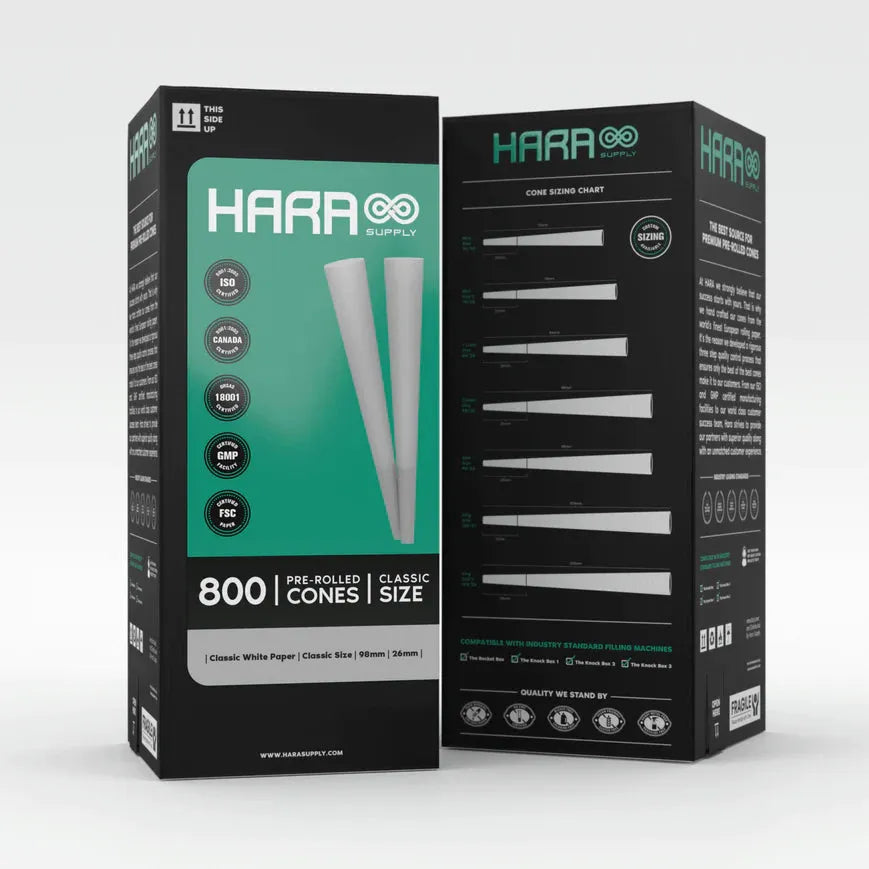 Hara Supply Classic Size 98/26 Pre Rolled Cones - 100% Natural Unbleached Rolling Papers for Perfect Joints & Blunts - Ideal for Home Use, Parties & Outdoor Activities