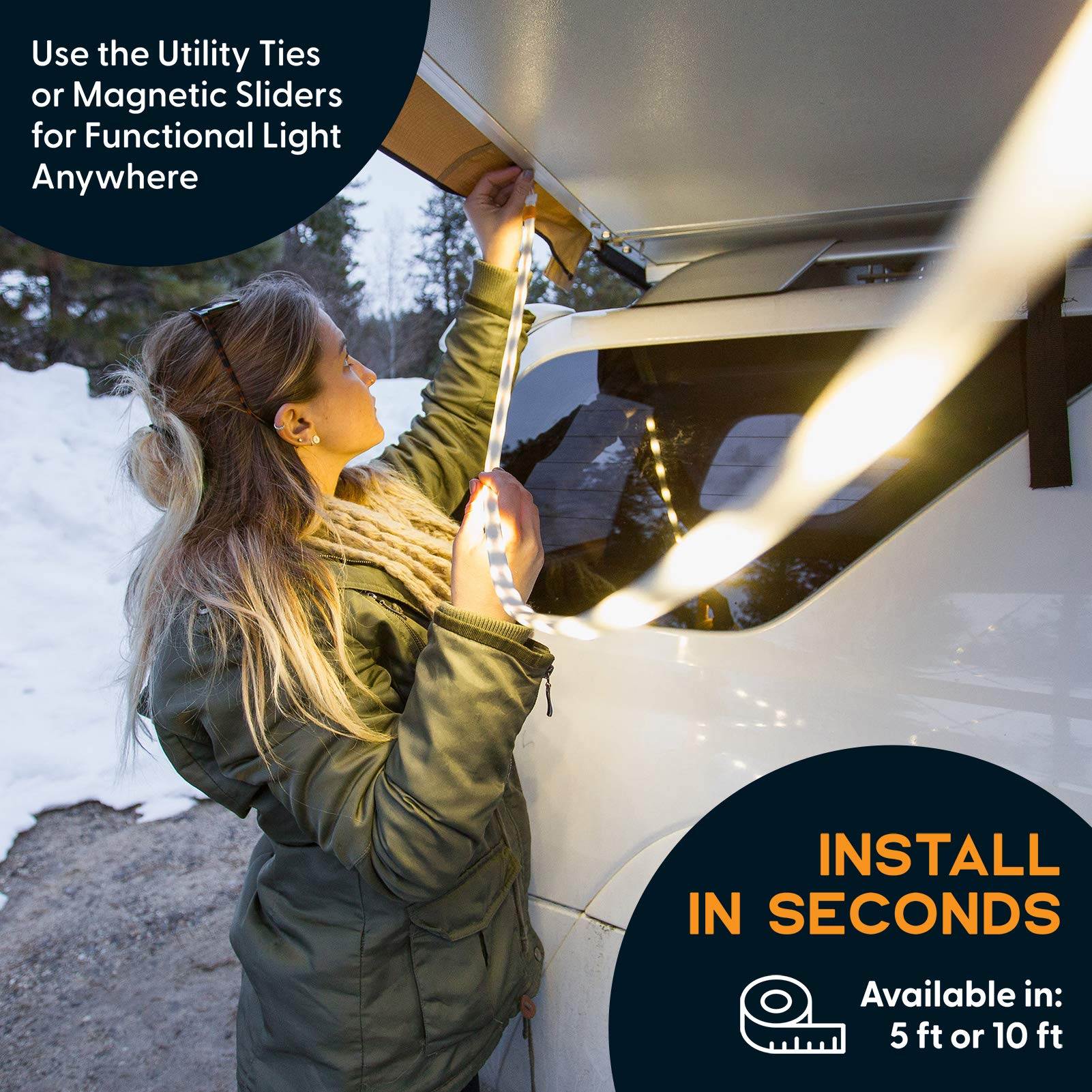 Luminoodle XL Plus - Original 10ft Portable USB LED Light Rope with Waterproof Rechargeable Power Bank - Perfect for Camping, Parties, Emergency Lighting & Outdoor Decor