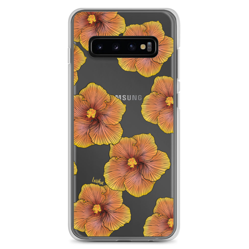 Sunrise Hibiscus Clear Phone Case for Samsung Galaxy - Slim Protective Cover for Everyday Use & Style