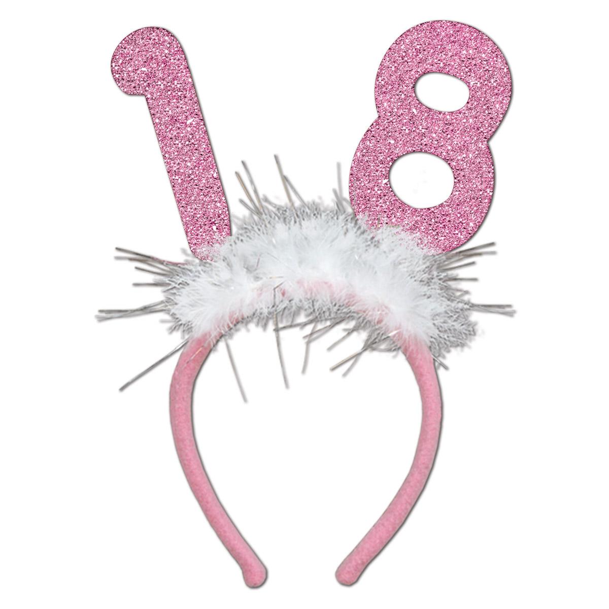 12 Pack Beistle 18th Birthday Party Glittered Boppers with Marabou - Fun Party Favors for Sweet 16, Quinceañera & Birthday Celebrations