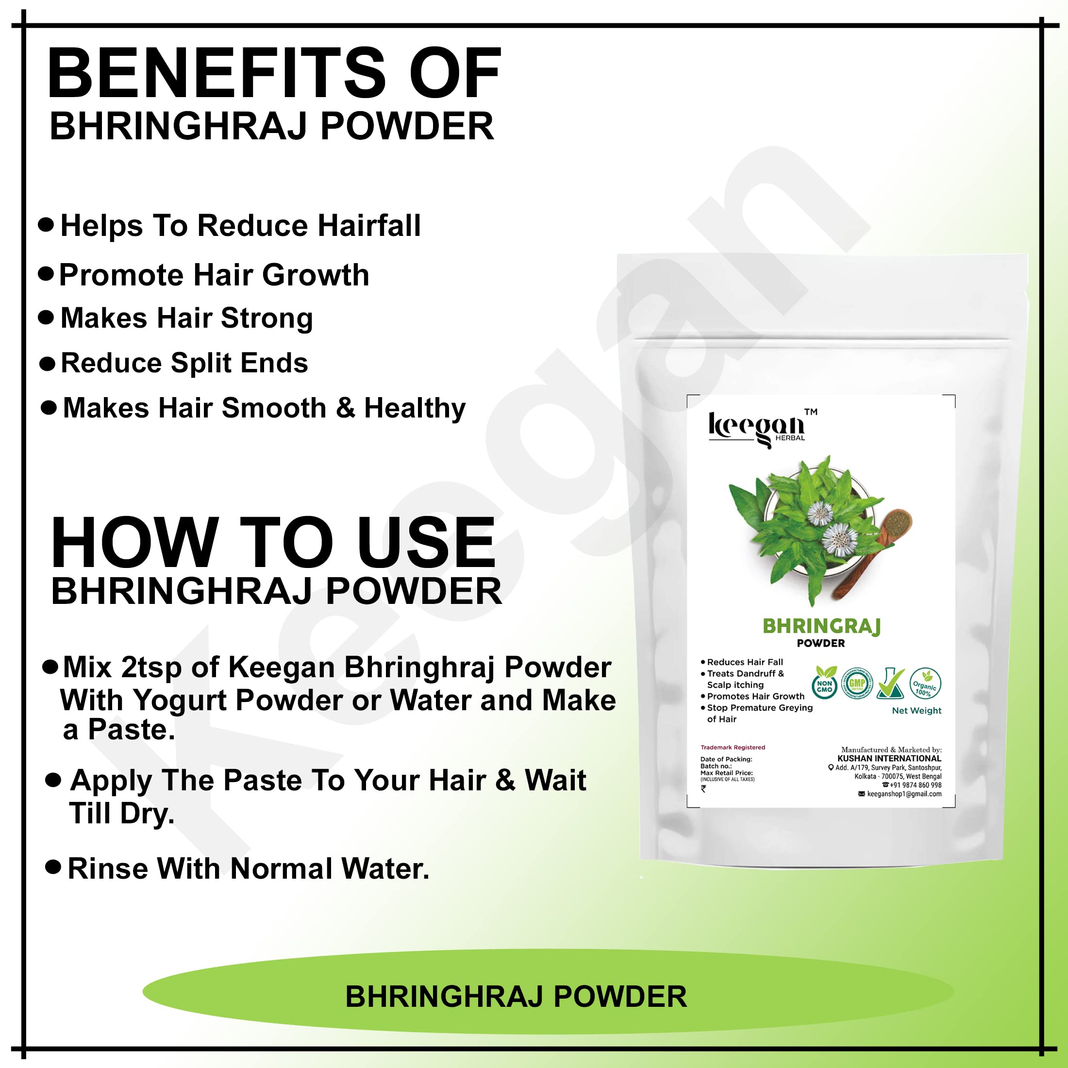 Keegan 100% Natural Hair Care Powder Set - Amla, Hibiscus, Bhringraj, Reetha & Shikakai (5-Pack, 100g Each) for Hair Growth, Scalp Health & Shine | DIY Hair Masks & Ayurvedic Treatments
