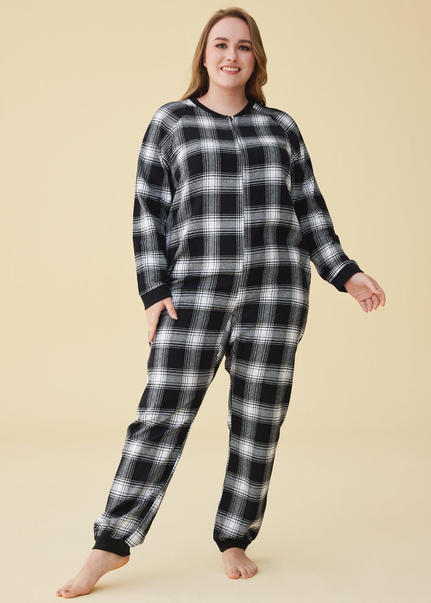 Women's Flannel Zipper Onesie Pajamas - Long Sleeve Soft Fleece Jumpsuit for Winter Sleepwear & Lounge Wear - Cozy Home Outfit for Cold Nights, Movie Nights and Relaxation