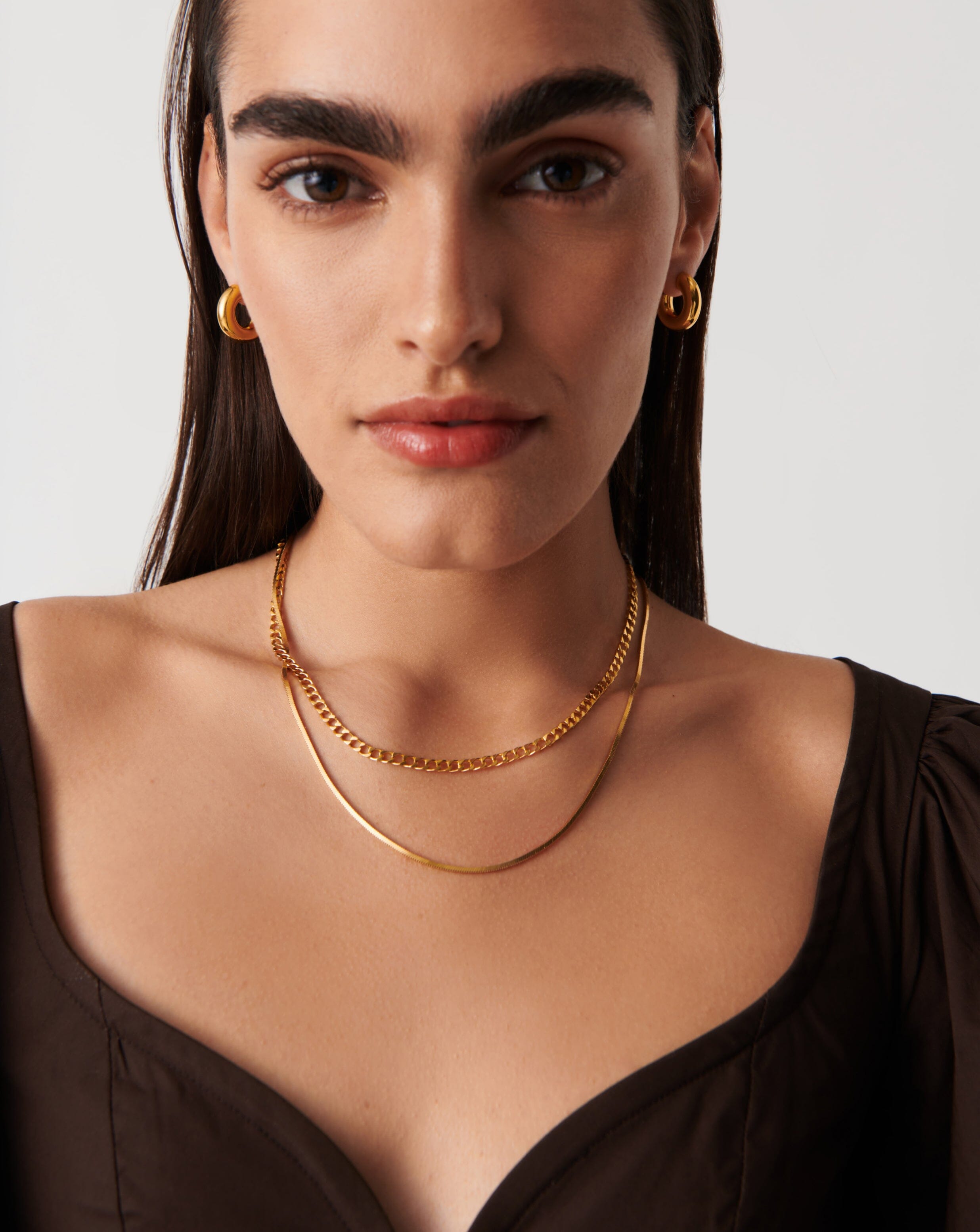 Lucy Williams Medium Square Snake Chain Necklace - Elegant Gold Plated Jewelry for Women | Perfect for Everyday Wear, Date Nights & Special Occasions