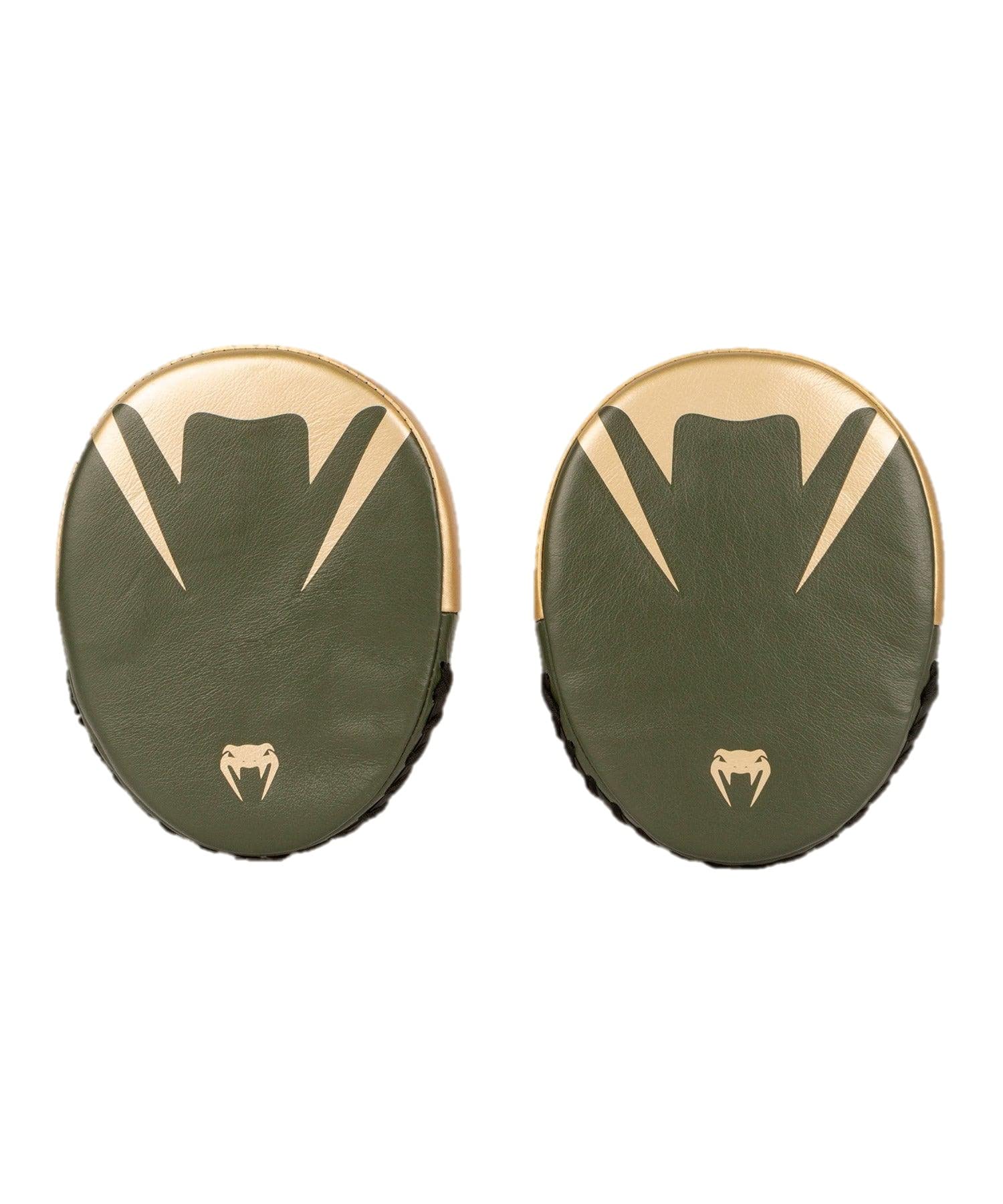 Venum Pro Boxing Flat Punch Mitts (Pair) - Khaki/Gold | Premium MMA & Kickboxing Training Gear for Coaches & Fighters | Perfect for Sparring, Pad Work & Fitness Training