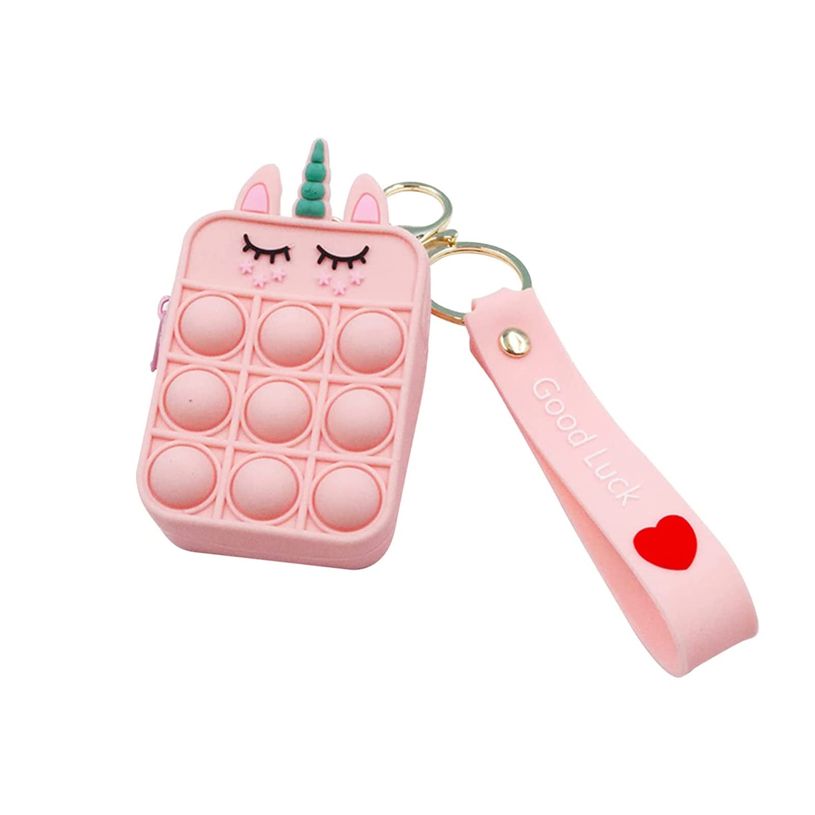 Cute Printed Silicone Pop Keychain Coin Purse - Mini Fidget Stress Relief Wallet for Women & Girls - Small Headphones Pouch - Perfect for Keychains, Gift Giving, and Everyday Use